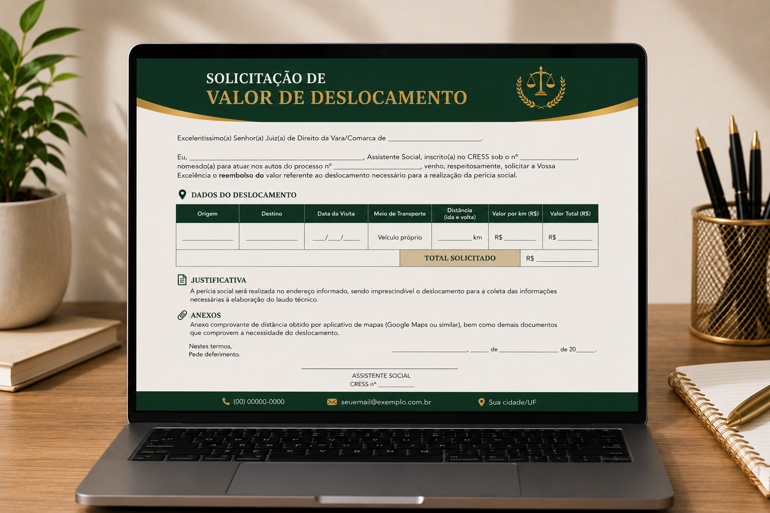 Solicitação de Valor de Deslocamento
